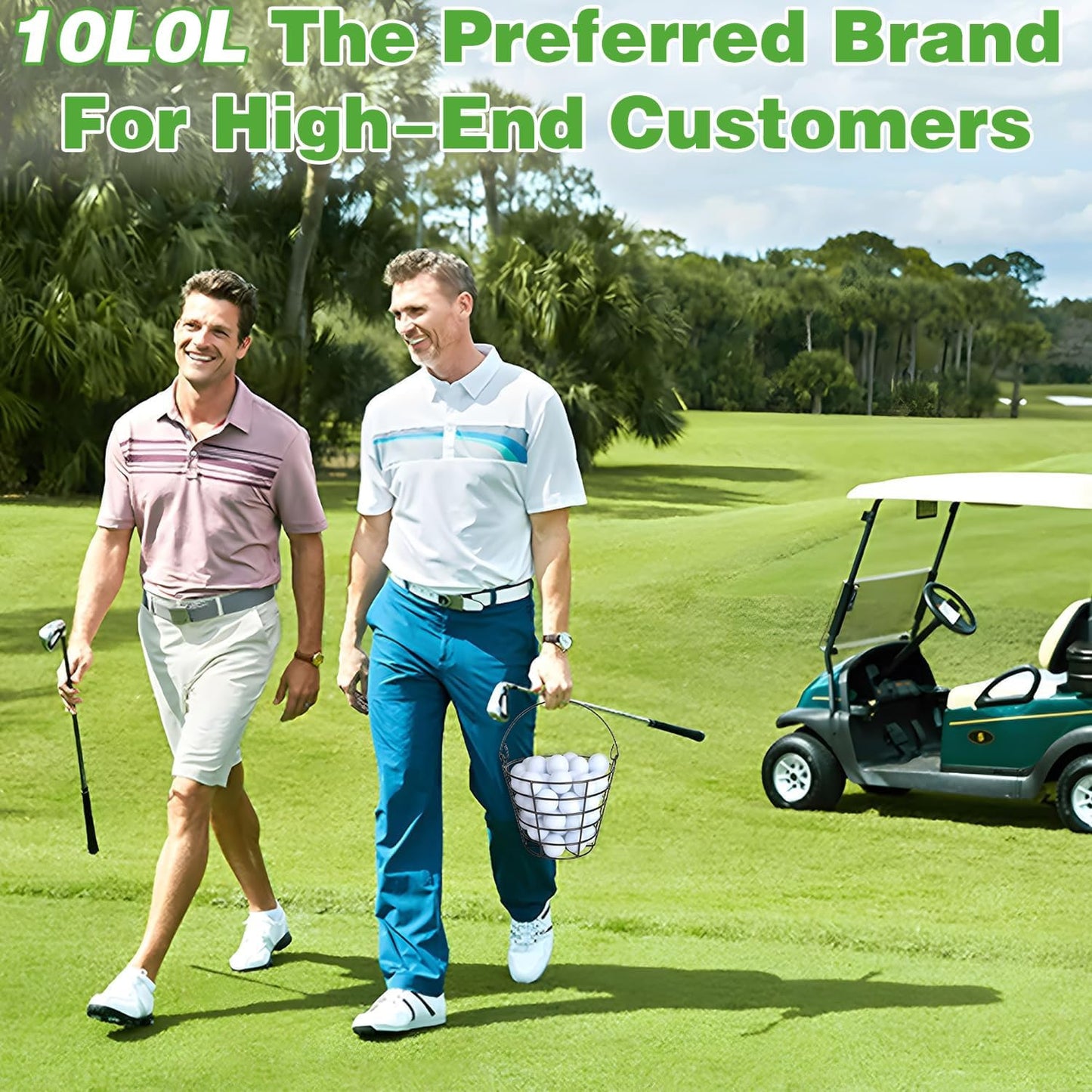 10L0L Metal Range Golf Ball Baskets with Handle, Golf Ball Storage Bucket, Holds 50 Balls Each (GolfBalls Not Included)