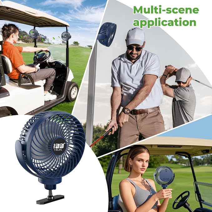 10L0L Golf Cart Fan with Magnetic Mount & 56Hrs Runtime - 8000mAh Battery - Image 7