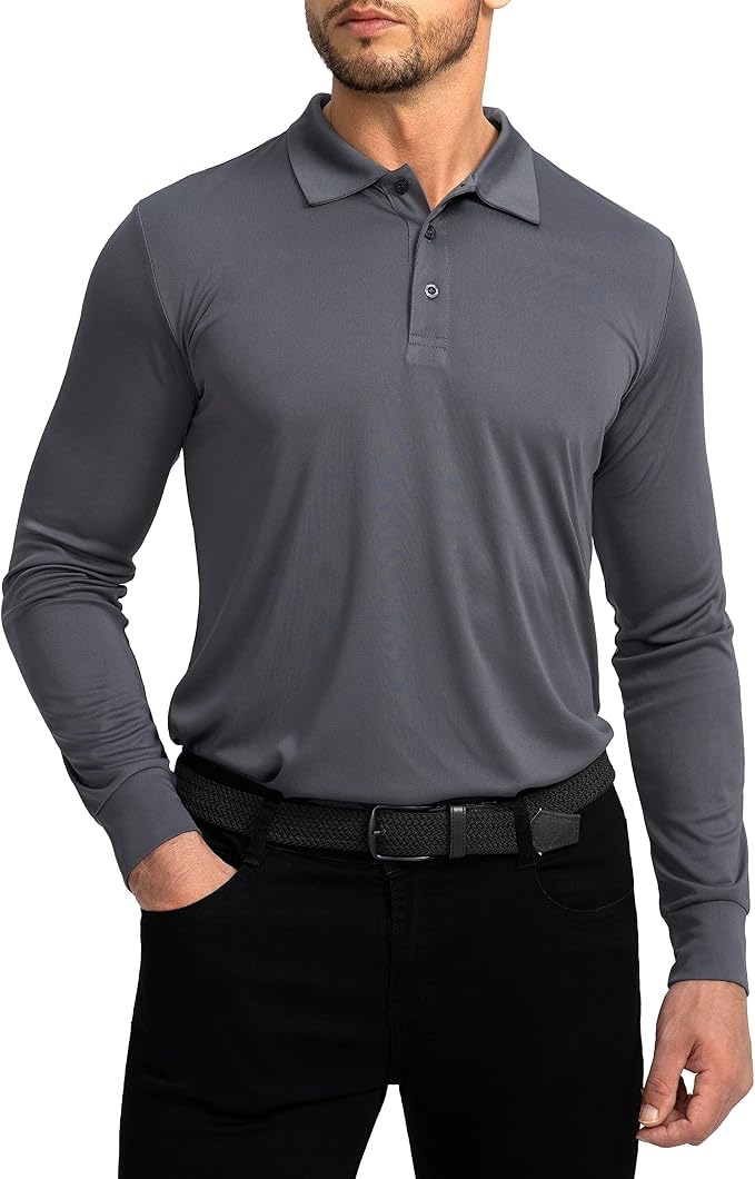 Men's Polo Shirt Long Sleeve Golf Shirts Lightweight UPF 50+ Sun Protection by GGradual