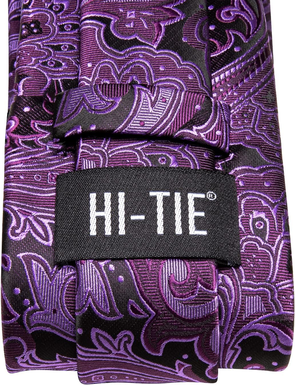Hi-Tie Men 63inches Tie Set Extra Long Necktie Paisley Tie Pocket Suqare Cufflinks Big and Tall Men Tie