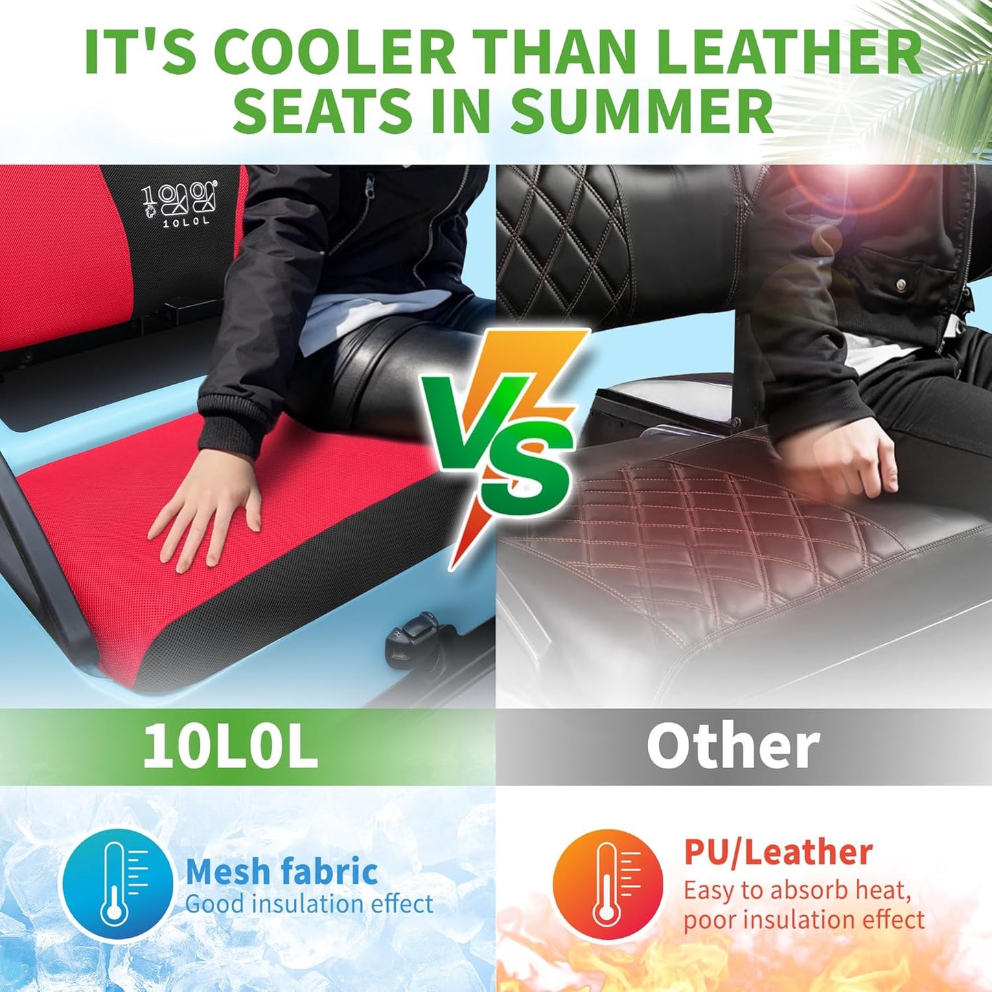 10L0L Golf Cart Seat Covers Universal for Yamaha Club Car Precedent Standard Front Seats, Breathable Mesh Bench Seat Cover, No Drilling Seat Cushion, All-Season Comfort Cool in Summer & Warm in Winter