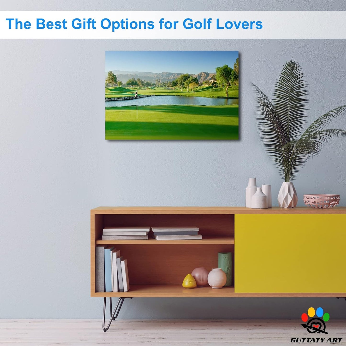 GUTTATY Golf Course Wall Art, Golf Pictures Posters Canvas Print Wall Decor for Golfer's Man Cave Home Ofice Ready to Hang (24x36 Inches)