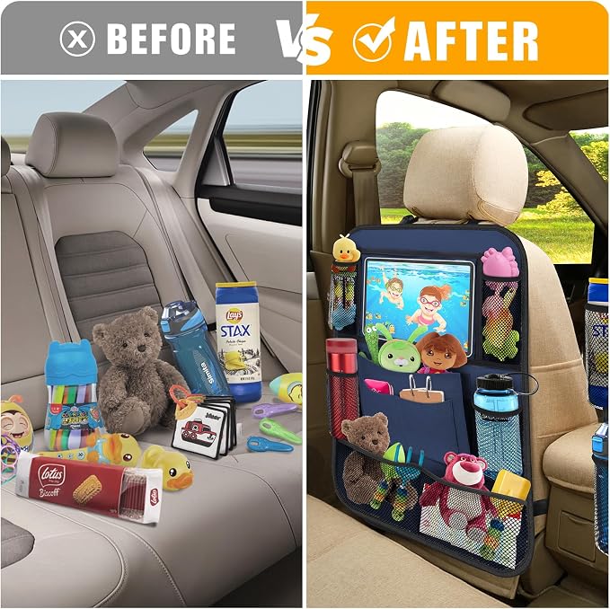 Car Backseat Organizer with 11" Table Holder, 10 Storage Pockets Seat Back - Image 3