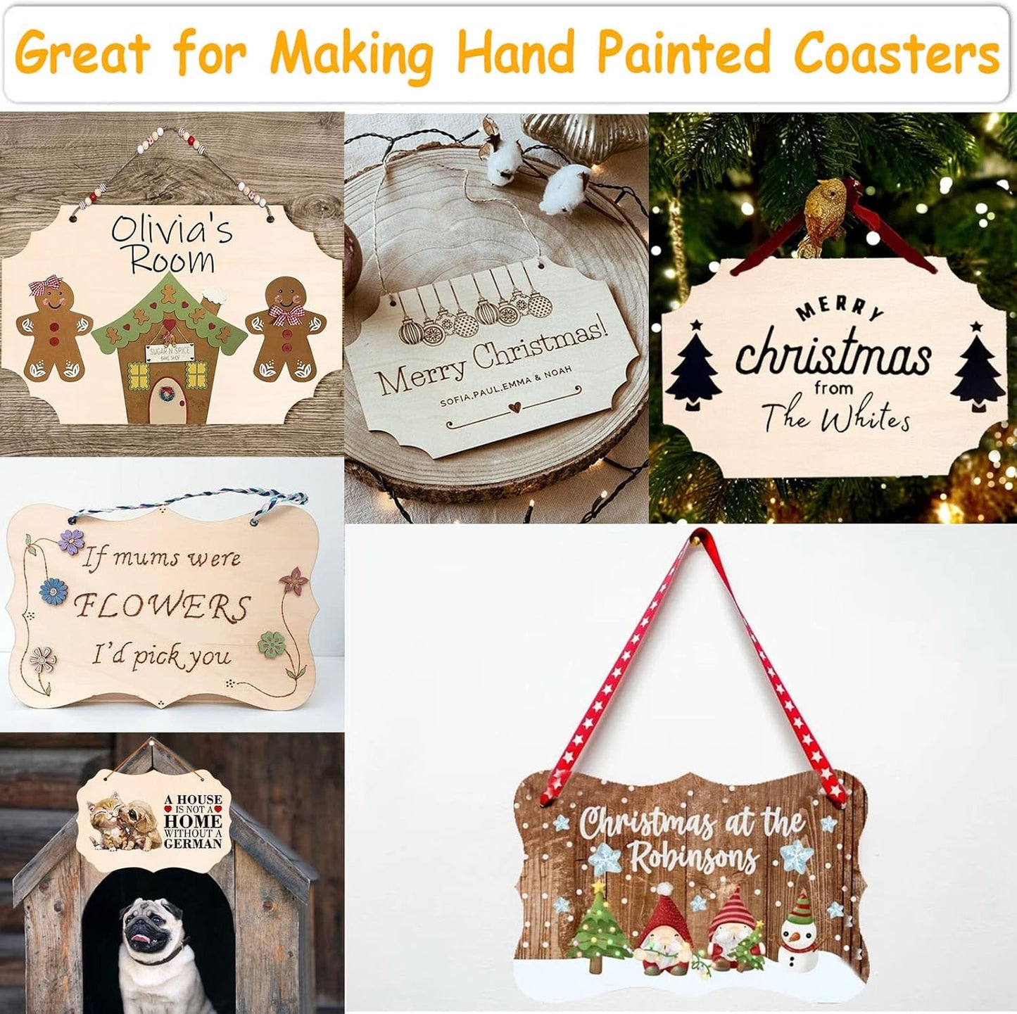 12Pcs Unfinished Wood Crafts, Rectangle-Shaped Wood Plaques for Carfts, Door Hanger, Burning, Painting, DIY Wooden Sign Crafts Holiday Christmas Ornament Home Decor, 8.8 x 5.7 Inches