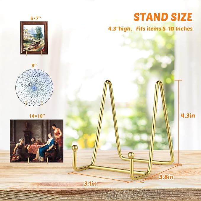 Mocoosy 2 Pack 4 Inch Gold Plate Stands - Image 2