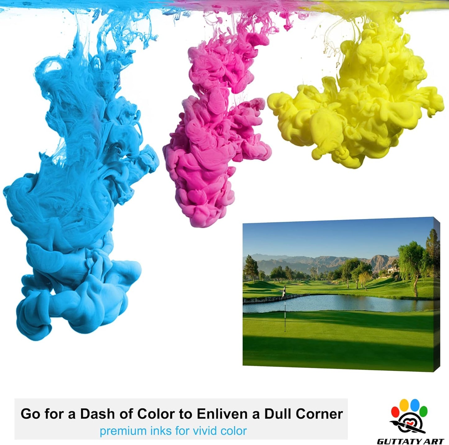 GUTTATY Golf Course Wall Art, Golf Pictures Posters Canvas Print Wall Decor for Golfer's Man Cave Home Ofice Ready to Hang (28x40 Inches)