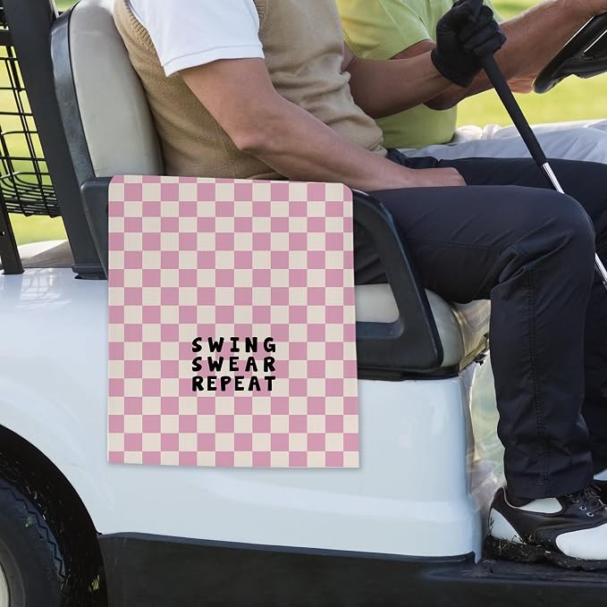 Pink Checkered Golf Towel - Image 2