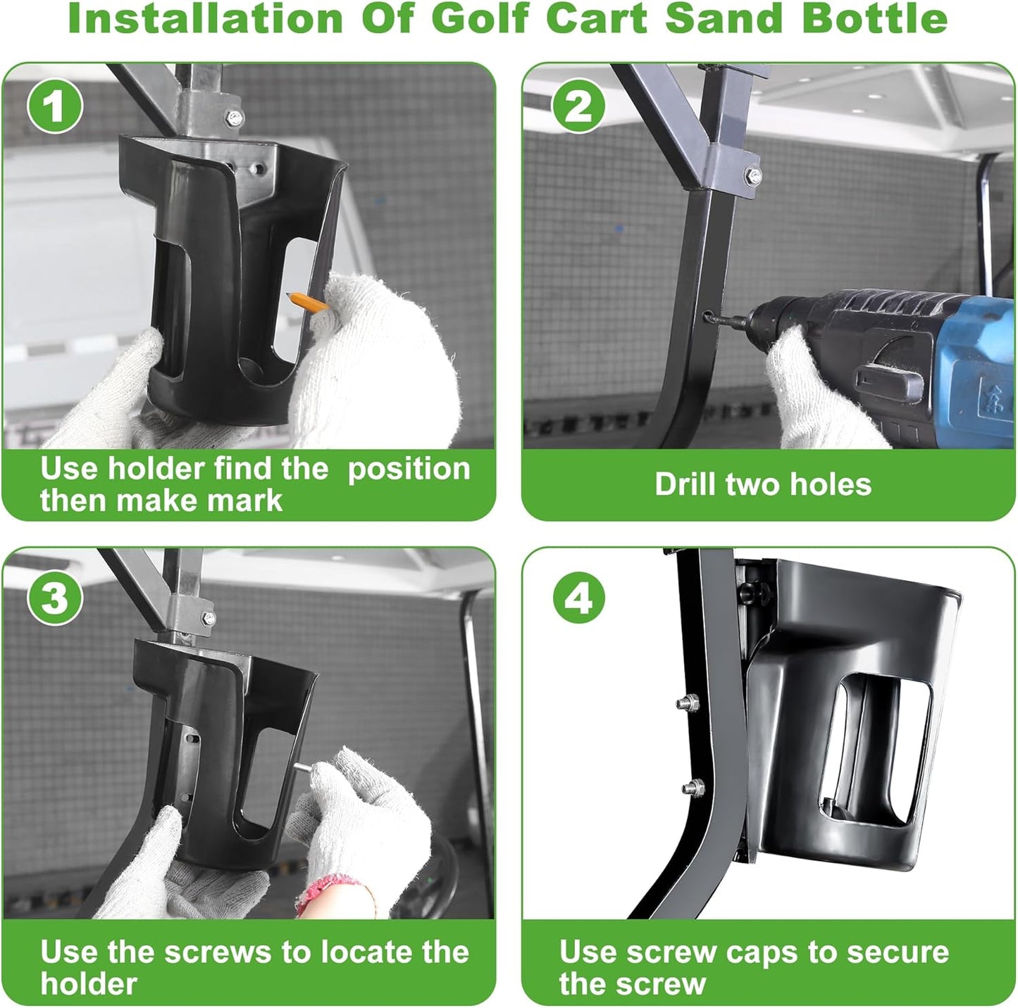 10L0L Universal Golf Cart Sand Bottle with Holder for Yamaha, EZGO, Club Car, Divot Filler Sand Seed Container Dispenser (2)