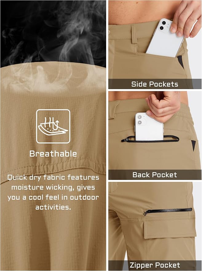 TACVASEN Men's Summer Outdoor Shorts Quick Dry Cargo Casual Work Hiking Shorts - Image 5