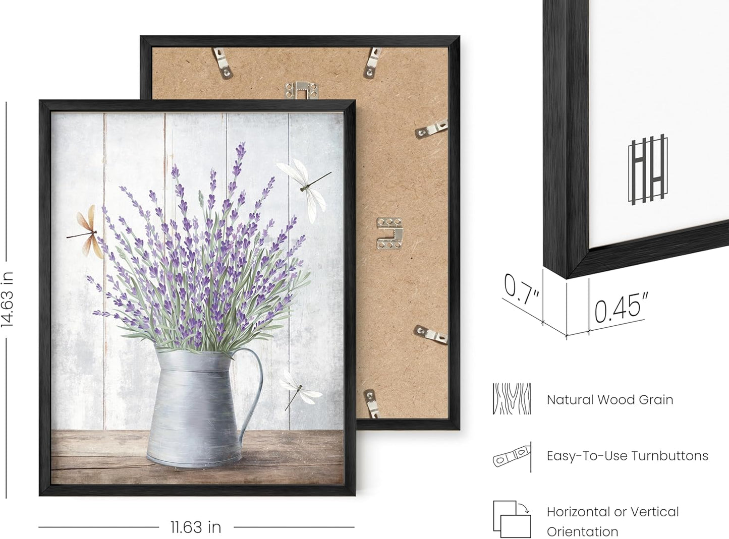 HAUS AND HUES Flower Wall Art - Set of 4, Wall Decor, Flower Painting, Floral Pictures (Black Aluminum Frame, 11x14)