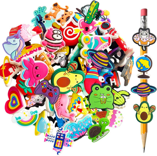 45 Pcs Pencil Topper Decorations,Different Cute Pencil Clips,Lovely Pencil Accessories,Bulk Pen Toppers Charm for Kids Students School Gifts,Prize,Reward