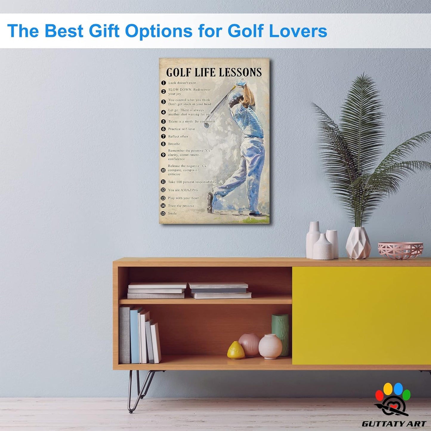 GUTTATY Golf Wall Art, Vintage Golf Pictures Posters Canvas Print Wall Decor for Golfer's Man Cave Home Ofice Ready to Hang (24x36 Inches)