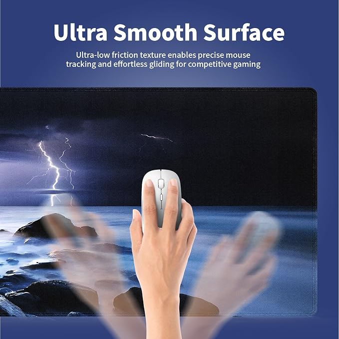 Wknoon. Extra Large Gaming & Office Mouse Pad – Nature Lightning Summer Storm - Image 4