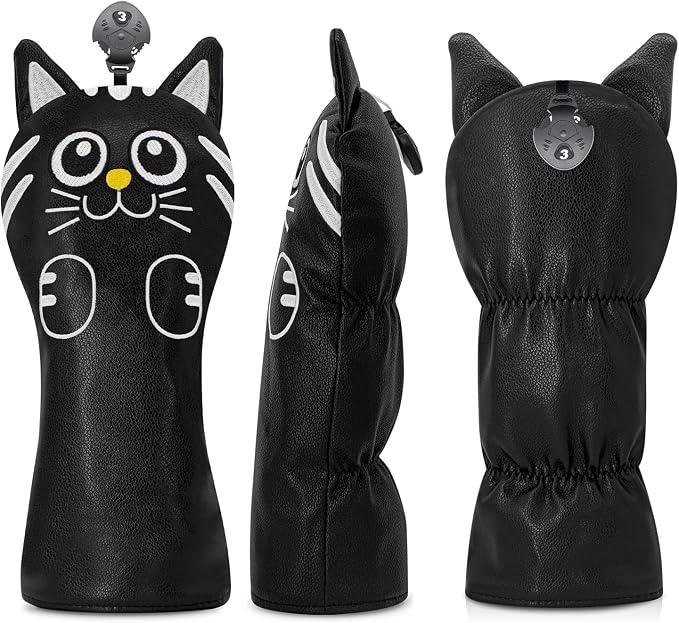Golf Kitty Head Cover Golf Club White Leather Headcovers 1pc/4pcs Set Fits - Image 6