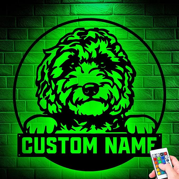 Custom Golden Doodle Metal Sign, Unique LED Lights Home Decor, Personalized - Image 3