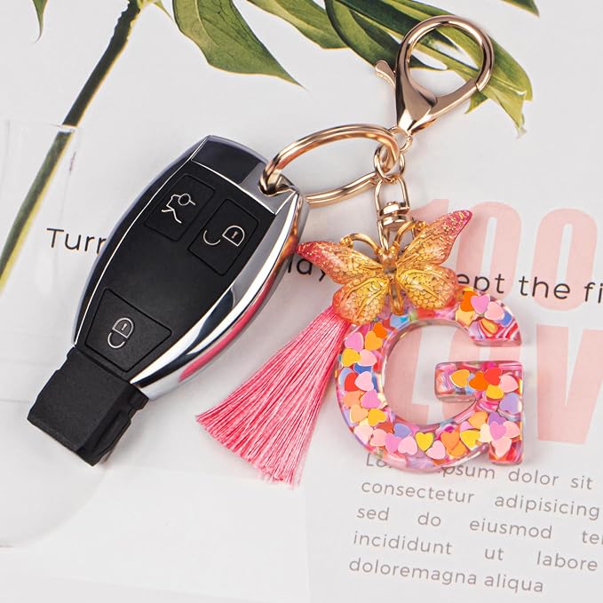 Suweibuke Colourful Cute Initial Letter Keychains - Image 3
