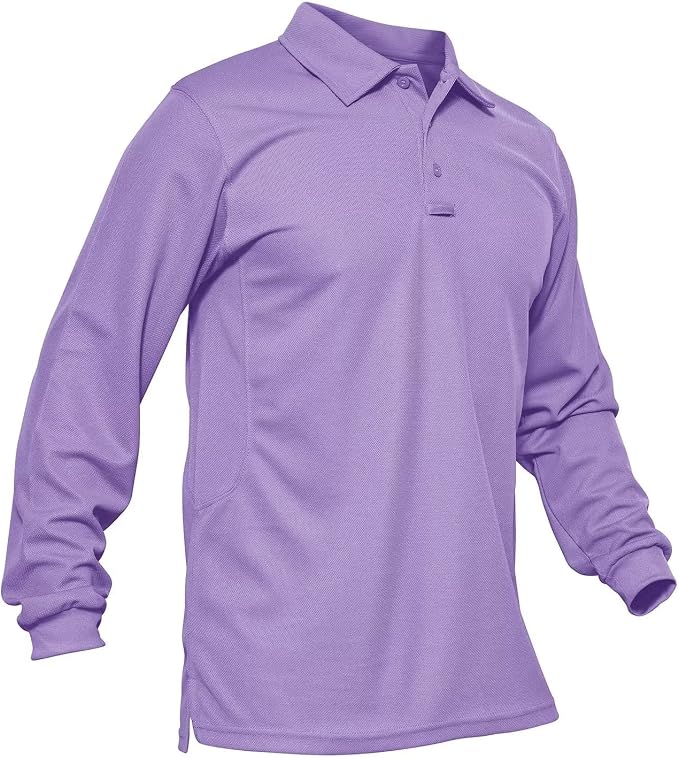 MAGCOMSEN Men's Polo Shirts 3 Button Quick Dry Performance Long Sleeve Tactical by MAGCOMSEN