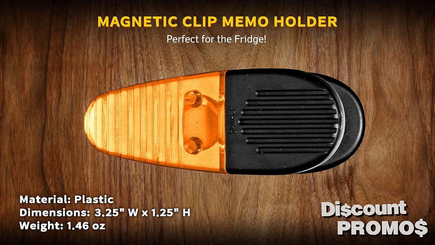 10 Magnetic Memo Holders Set - Large Clip, Plastic - TOrange