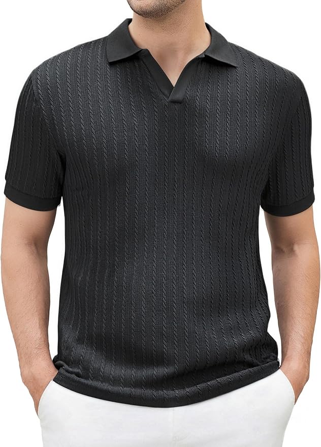 Esabel.C Golf Shirts for Men Dry Fit Performance Short Sleeve Print Moisture by EsabelC