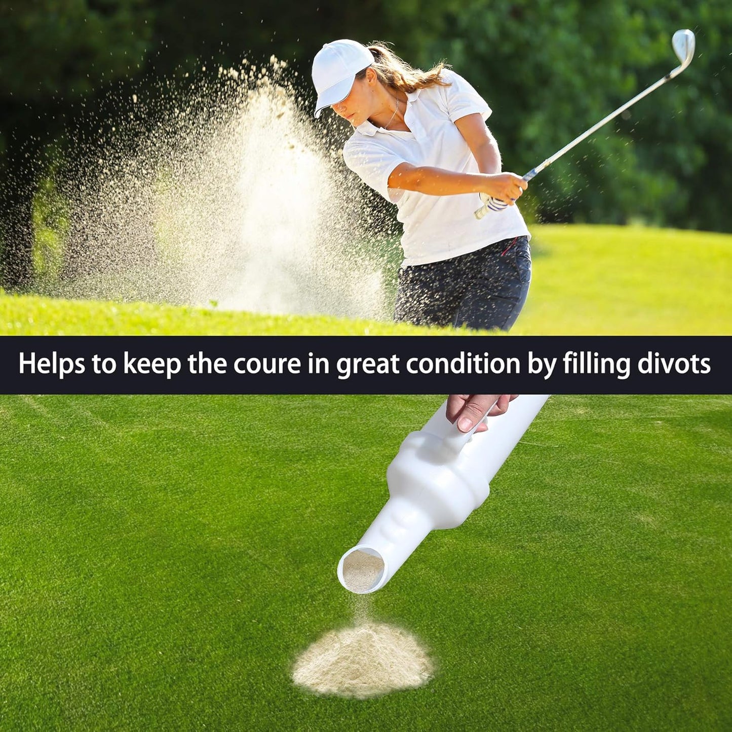 10L0L Universal Golf Cart Sand Bottle with Holder for Yamaha, EZGO, Club Car, Divot Filler Sand Seed Container Dispenser - 1 Pack