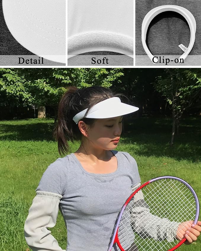 3 Pack Sports Sun Visor Hat Women Men Adjustable Clip On Visors Outdoor Golf - Image 3