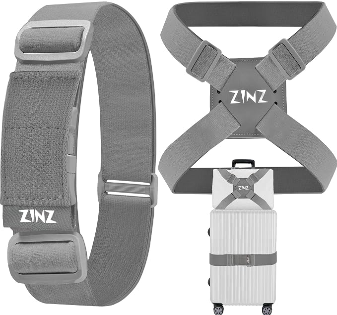 2-Pack High Elastic Luggage Strap Adjustable Travel Bag Belt Bungees by ZINZ