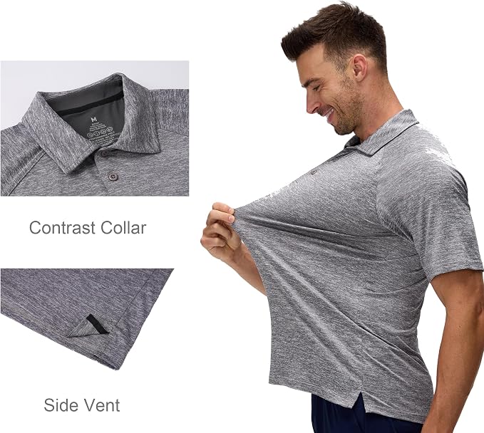 Alex Vando Mens Golf Shirt Moisture Wicking Quick-Dry Short Sleeve Casual Polo - Image 3