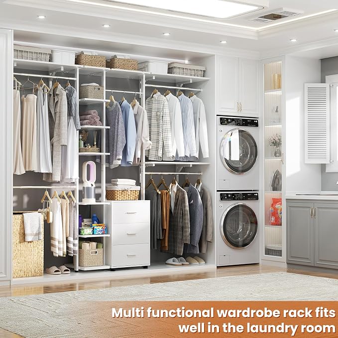 Aheaplus Closet System with Drawers, Closet Organizer System Storage with - Image 5