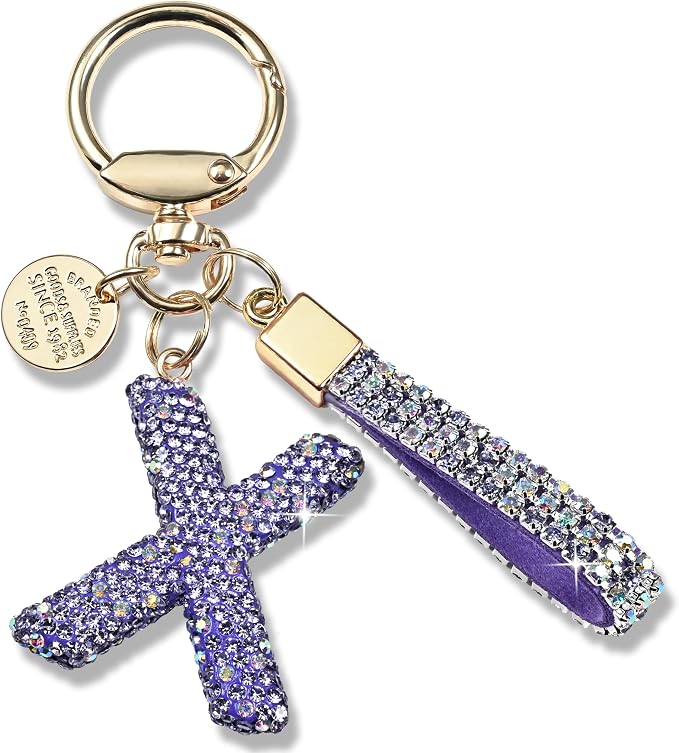 Pink Blue White Initial Letter Keychain Gift by JINGUAZI