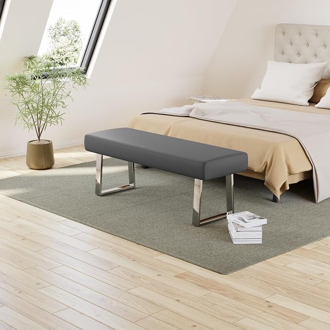 JIEXI Bedroom Bench Bed end upholstered Bench Indoor Corner Small Bench - Image 5