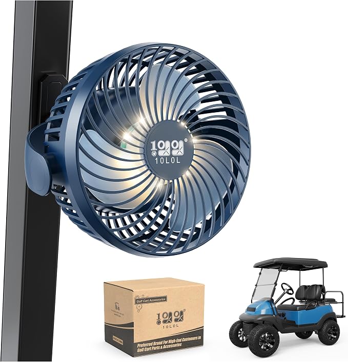 10L0L Golf Cart Fan with Magnetic Mount & 56Hrs Runtime - 8000mAh Battery by 10L0L