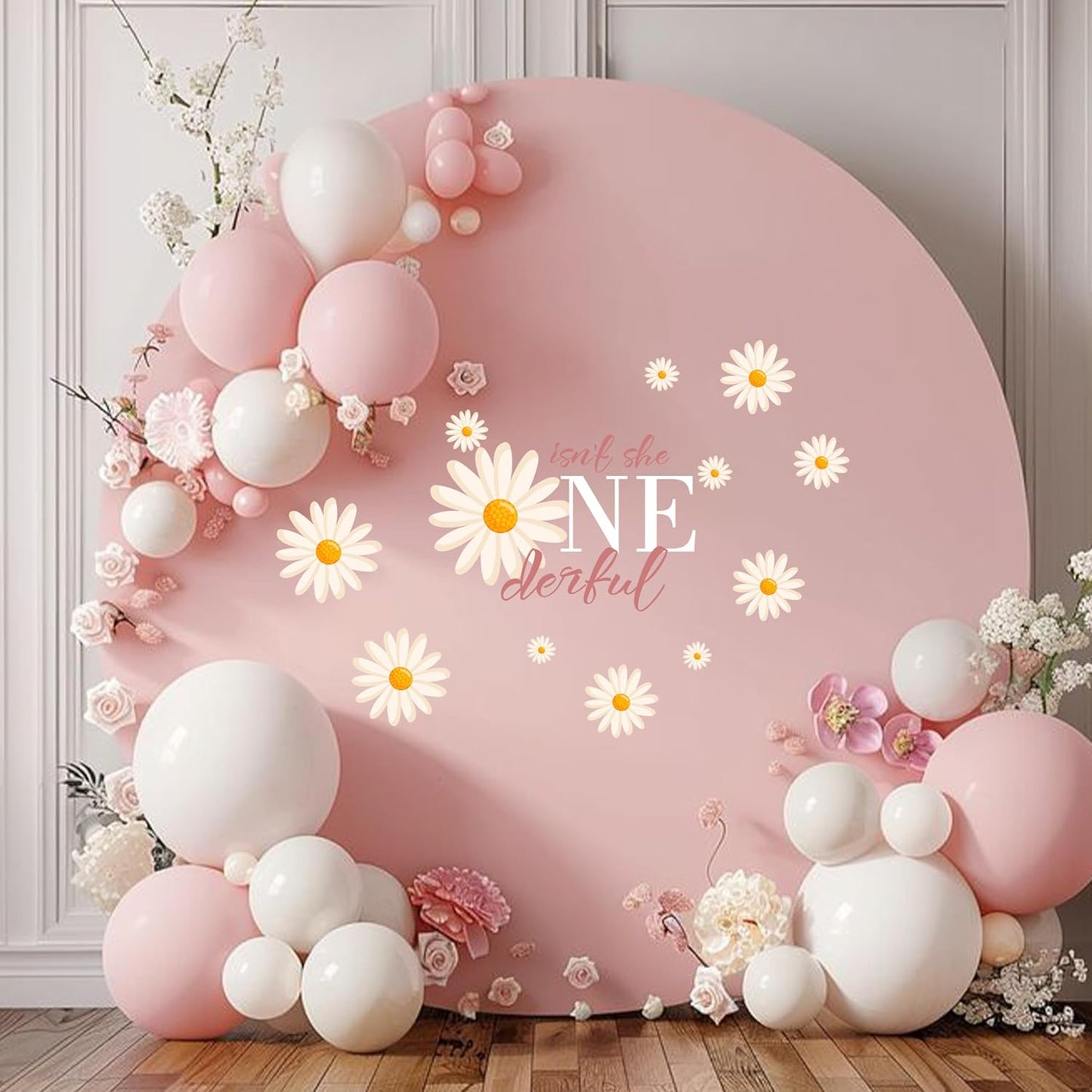 Isn't She Onederful Decal -1st Birthday Party Decorations Wall Stickers, First Birthday Party Balloon Arch Decor Sign Decal, Daisy Theme Party Backdrop Wall Decoration Supplies Stickers