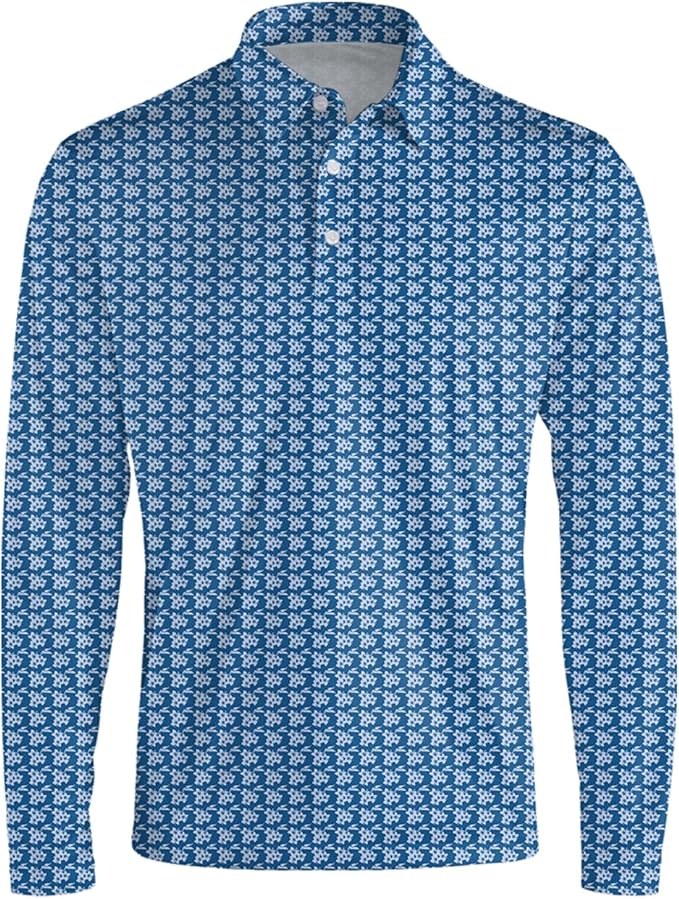 Men's Long Sleeve Golf Shirt Quick Dry 3 Button Work Fishing Outdoor Casual - Image 3