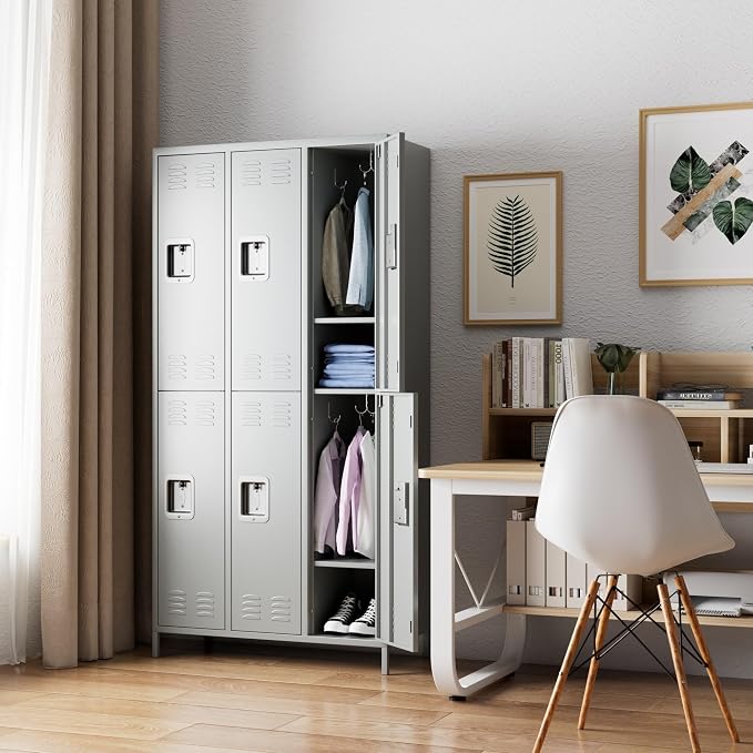 METAN Metal Locker for School Office Gym Bedroom, 6 Doors Steel Storage Locker - Image 2