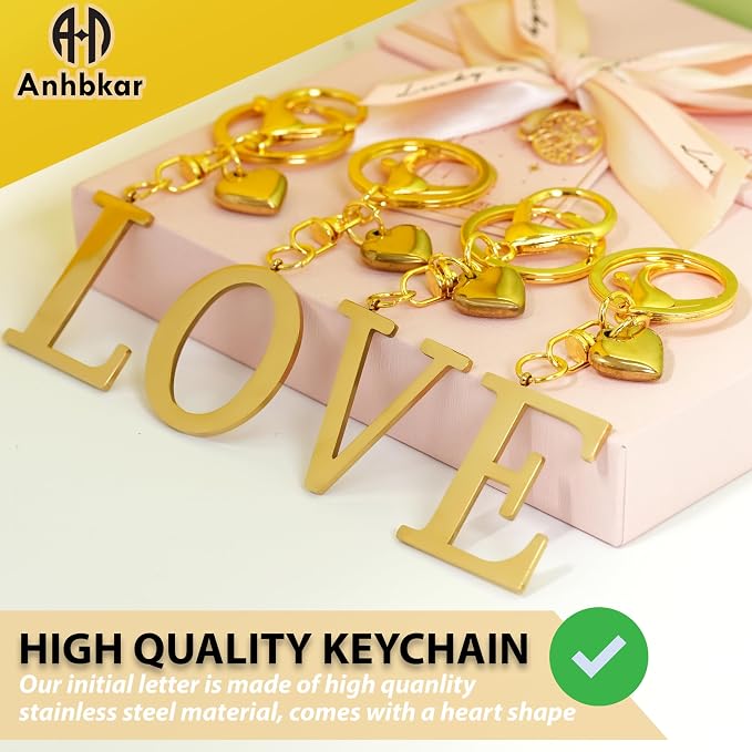 Metal Heart Alphabet Keychain for Women, Girls - Image 3