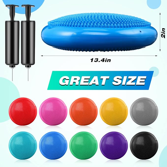 Leitee 10 Pcs Inflated Wobble Cushion Wiggle Seat Balance Disc - Image 2