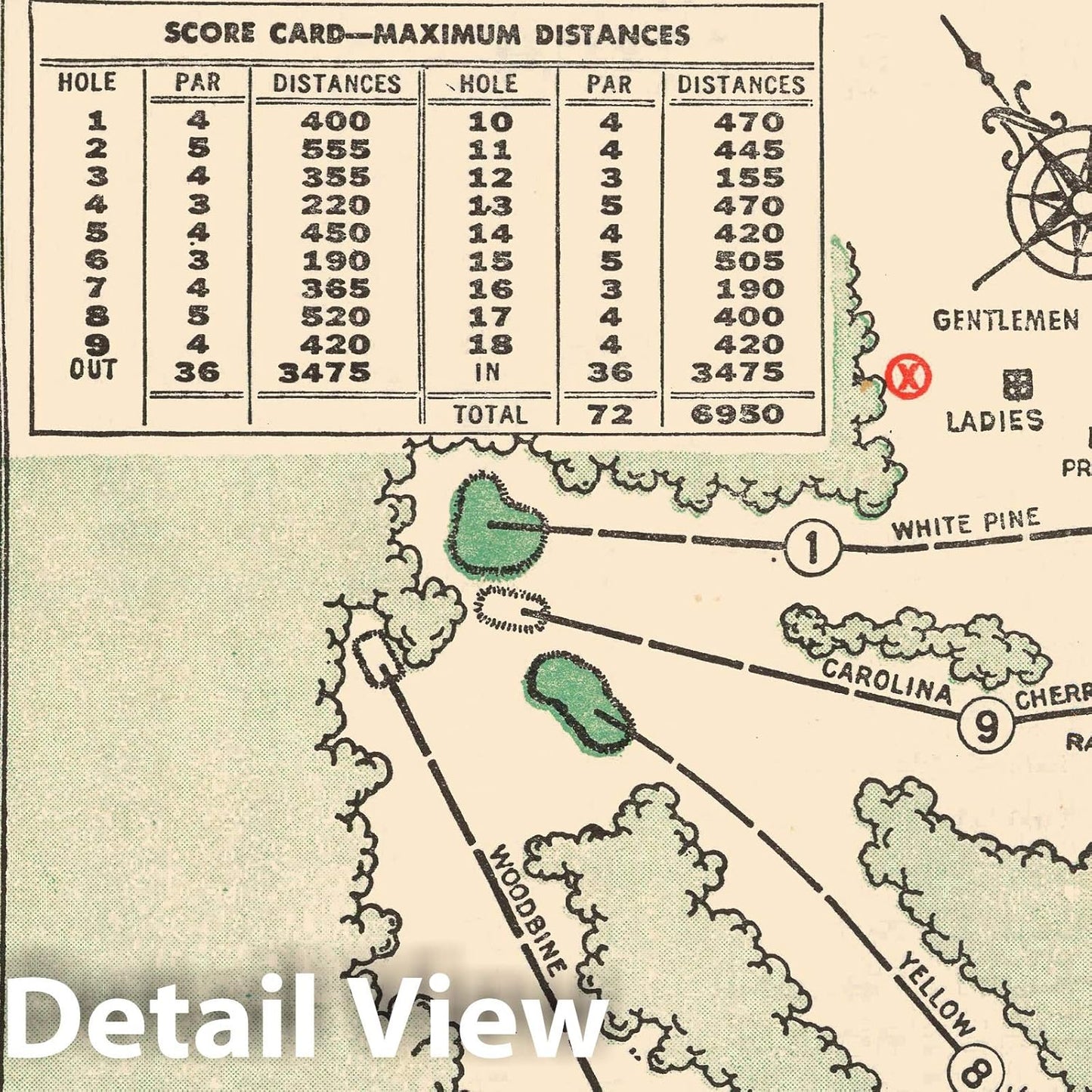 Historic Map - Augusta National Golf Club Course, 1954 - Unframed Vintage Wall Art 33in x 44in