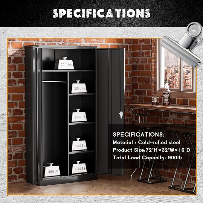 Greenvelly Metal Storage Wardrobe Cabinet - Image 6
