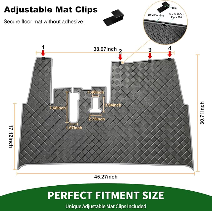 Golf Cart Floor Liner Mat 8mm Thick Rubber Full Coverage Fit - Image 7