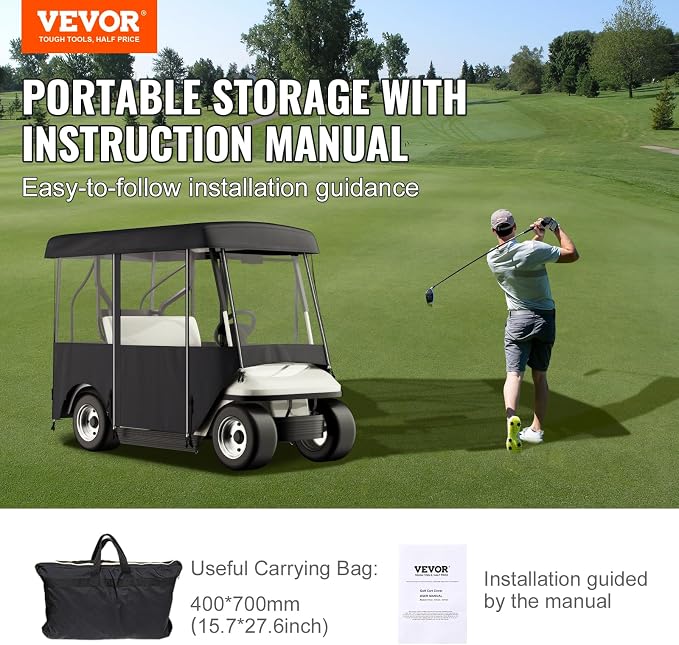 Happybuy Golf Cart Enclosure, 4-Person Golf Cart Cover, 4-Sided Fairway Deluxe - Image 7