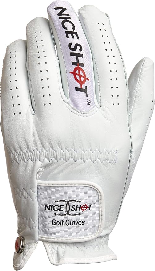 Nice Shot The Bird Men's Golf Glove in Premium White Cabretta Leather - Image 2