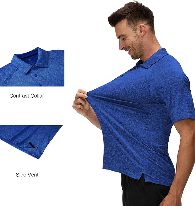 Alex Vando Mens Golf Shirt Moisture Wicking Quick-Dry Short Sleeve Casual Polo - Image 3