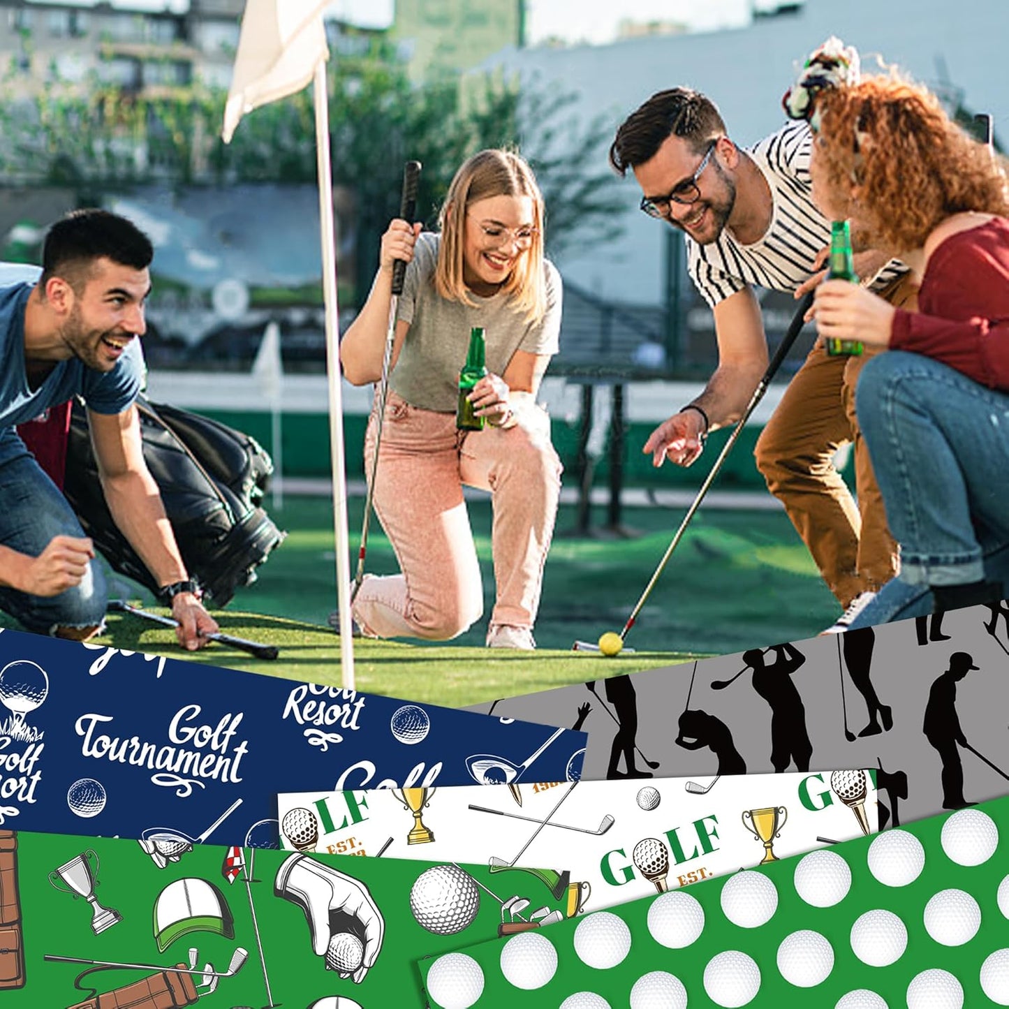 24 Sheets Golf Scrapbook Pad 12'' x 12'' Green White Golf Ball Double-Sided Pattern Paper Sports Golfing Golf Scrapbooking Paper for Background Card Making Origami DIY Craft