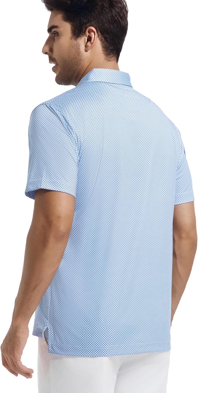 Alex Vando Mens Golf Shirt Moisture Wicking Classic Print Golf Shirts - Image 4