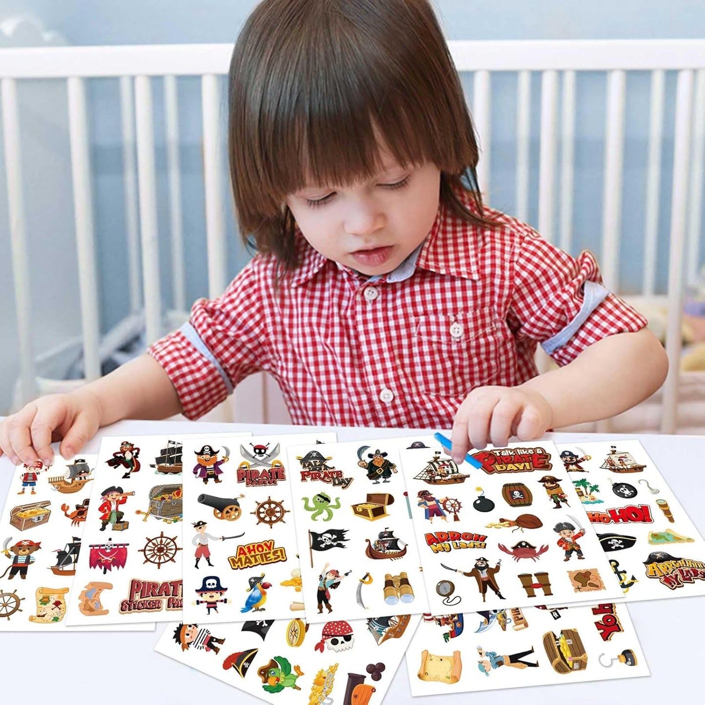 24 Sheets Pirate Stickers, Pirate Themed Stickers Variety Pack for Kids Scrapbooking, Pirate Party Favors Decorations, Pirate Stickers for Water Bottles Laptop Computer Phone