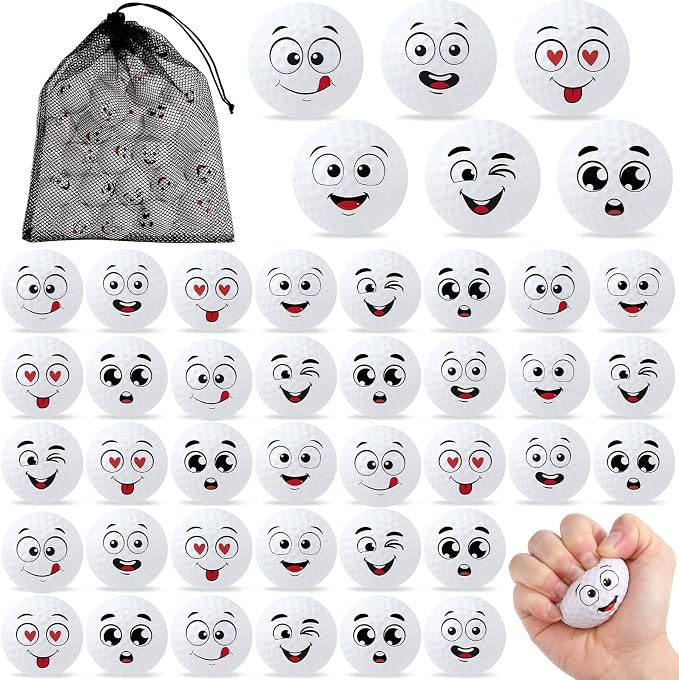Syhood 48 Pcs Mini Golf Stress Ball Golf Party Favors 1.57 Inch Funny Face by Syhood