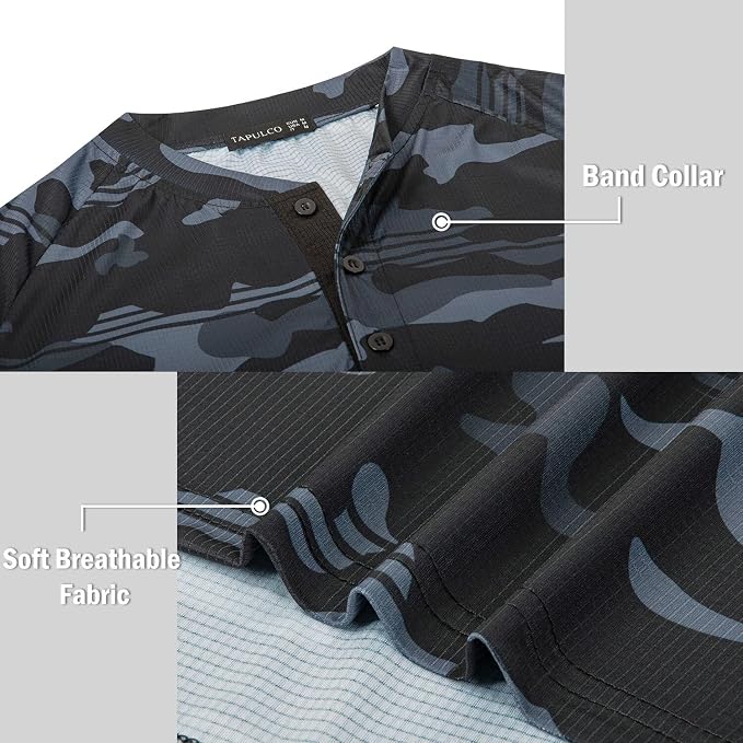 TAPULCO Mens Collarless Golf Shirts Short Sleeve Dry Fit Stretch Casual - Image 5