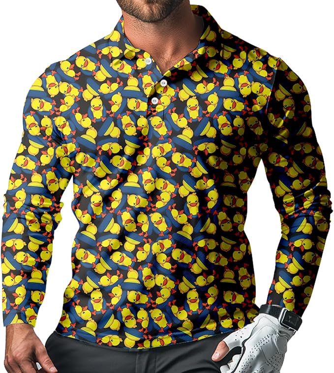 Men's Long Sleeve Golf Shirt Quick Dry 3 Button Work Fishing Outdoor Casual by SQPO