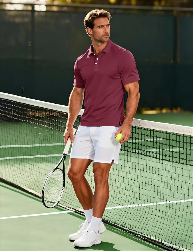 MAGCOMSEN Men's Polo Shirts 3 Buttons Casual Work T Shirts Quick Dry Short - Image 4