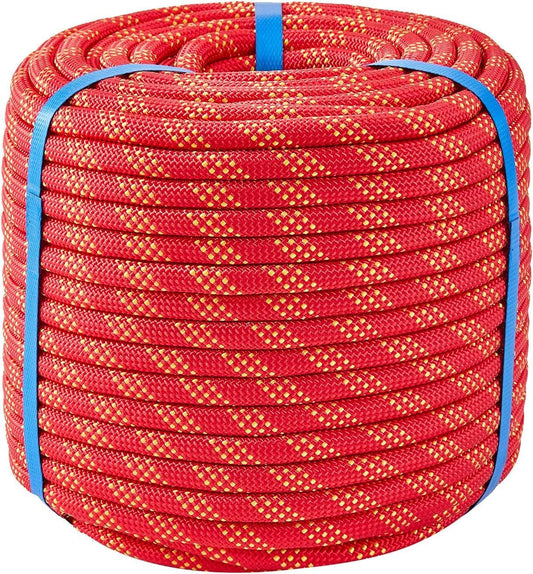 7/16 Inch 150ft Double Braided Polyester Arborist Rope, Heavy Duty Nylon Rope for Anchor, Tree Work, Cargo, Pulling, Sailing(Red)